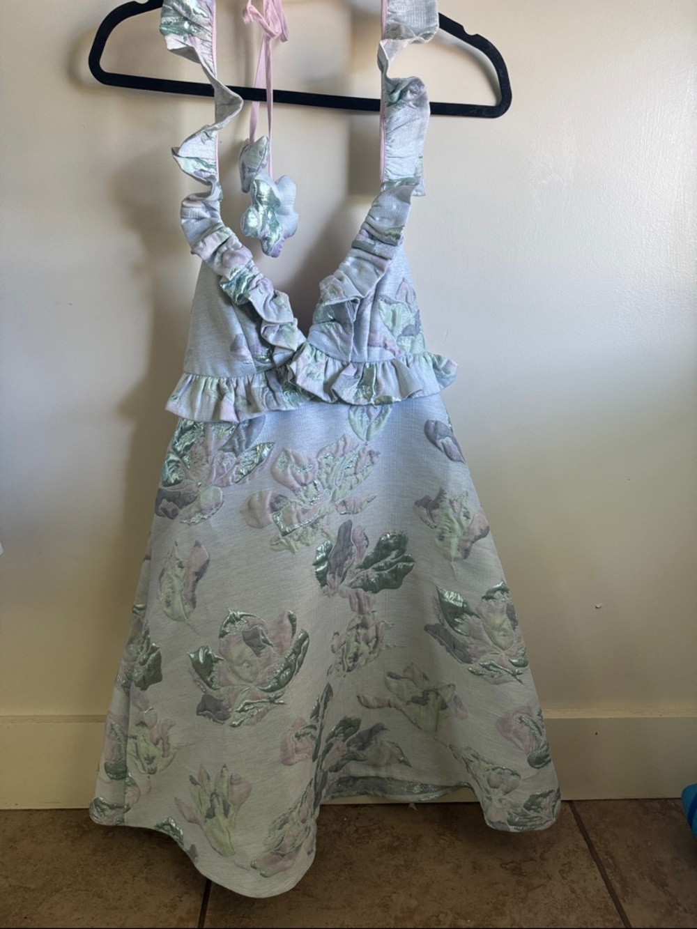 Arianne Pastel Floral Backless Ruffle Dress